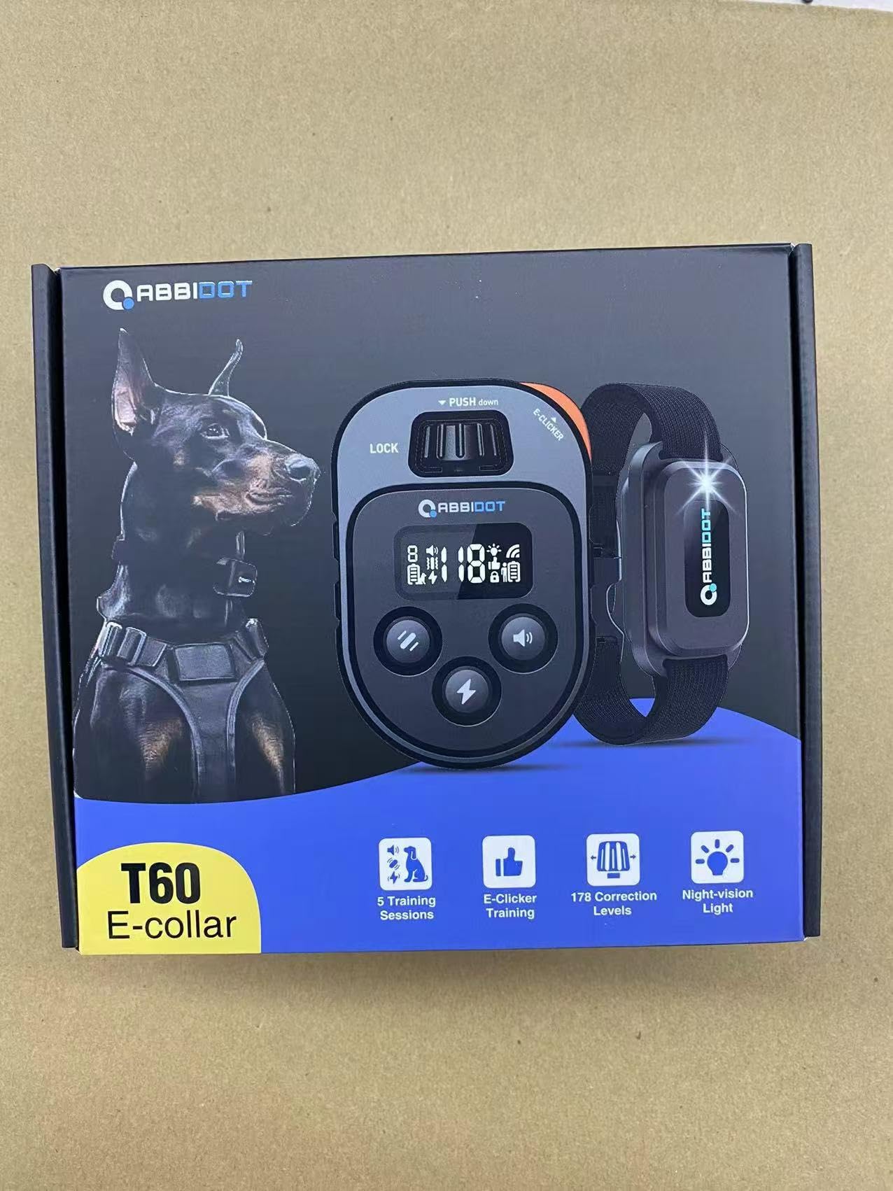ABBIDOT Collier de Dressage pour Chien - Portée de 3.2 Km, 3 Veilleuses, 178 Niveaux avec 4 Modes, Clicker électrique, Collier électrique Rechargeable pour Petits et Grands Chiens (Noir, 1 Collier)