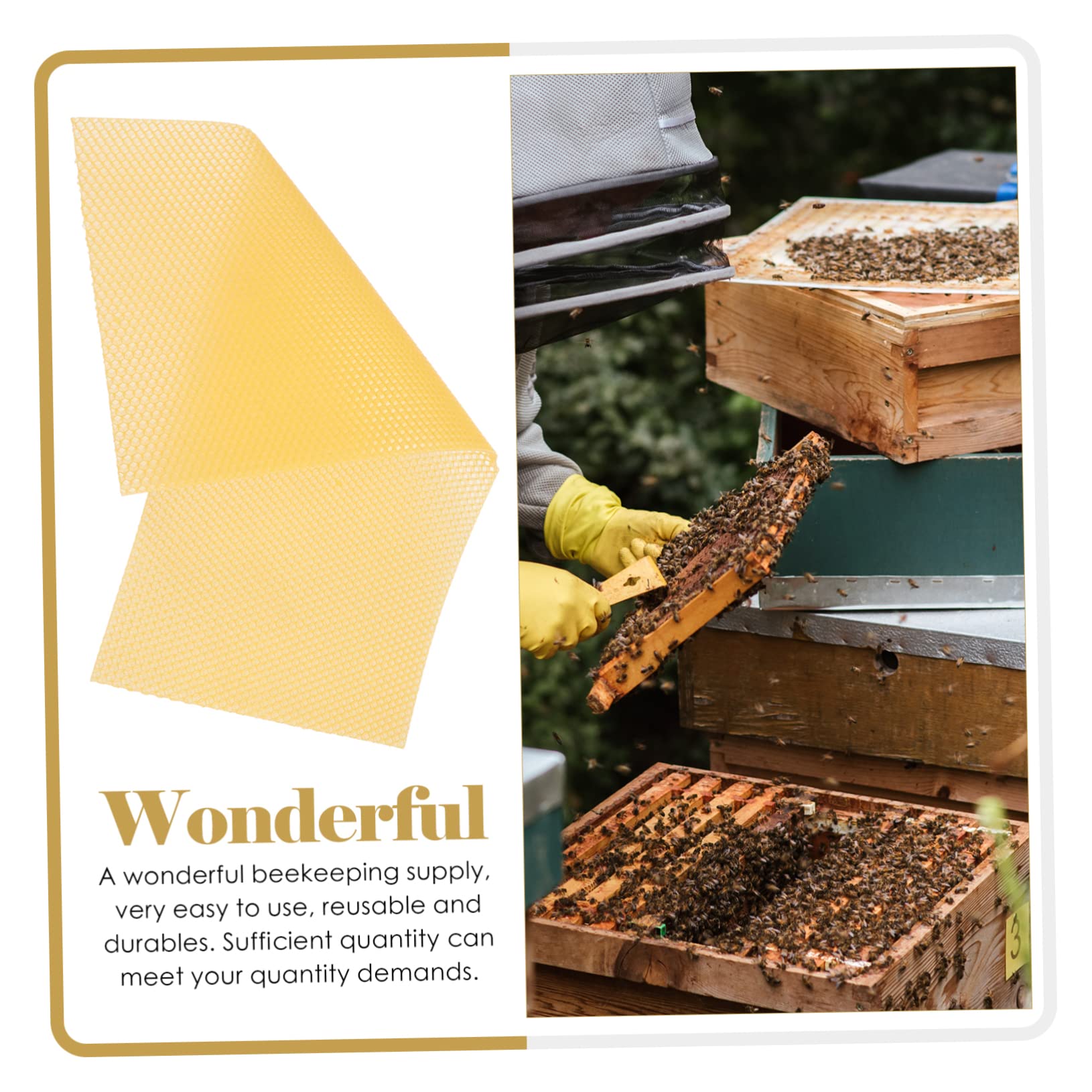 TOYANDONA 30 Láminas Base de Cera de Abejas para Colmenas Amarillas, Material de Cera Natural, Alta Producción y Rápido Anidado, para Fabricación de Velas y Apicultura