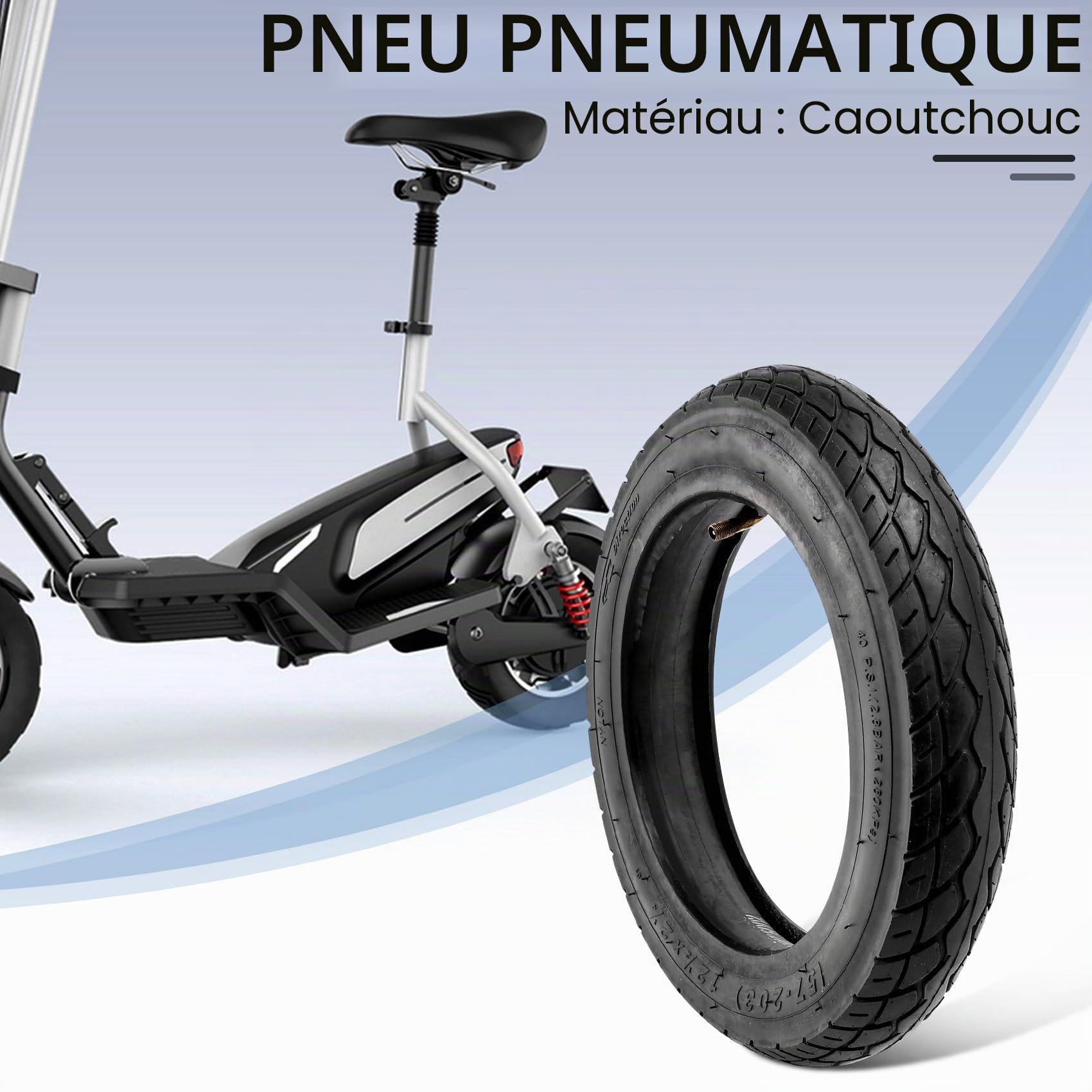 12 1/2X2 1/4 Pneu de Voiture à Batterie 57-203 Pneu Intérieur et Extérieur pour Chaise Roulante 62-203 Pneu à Air