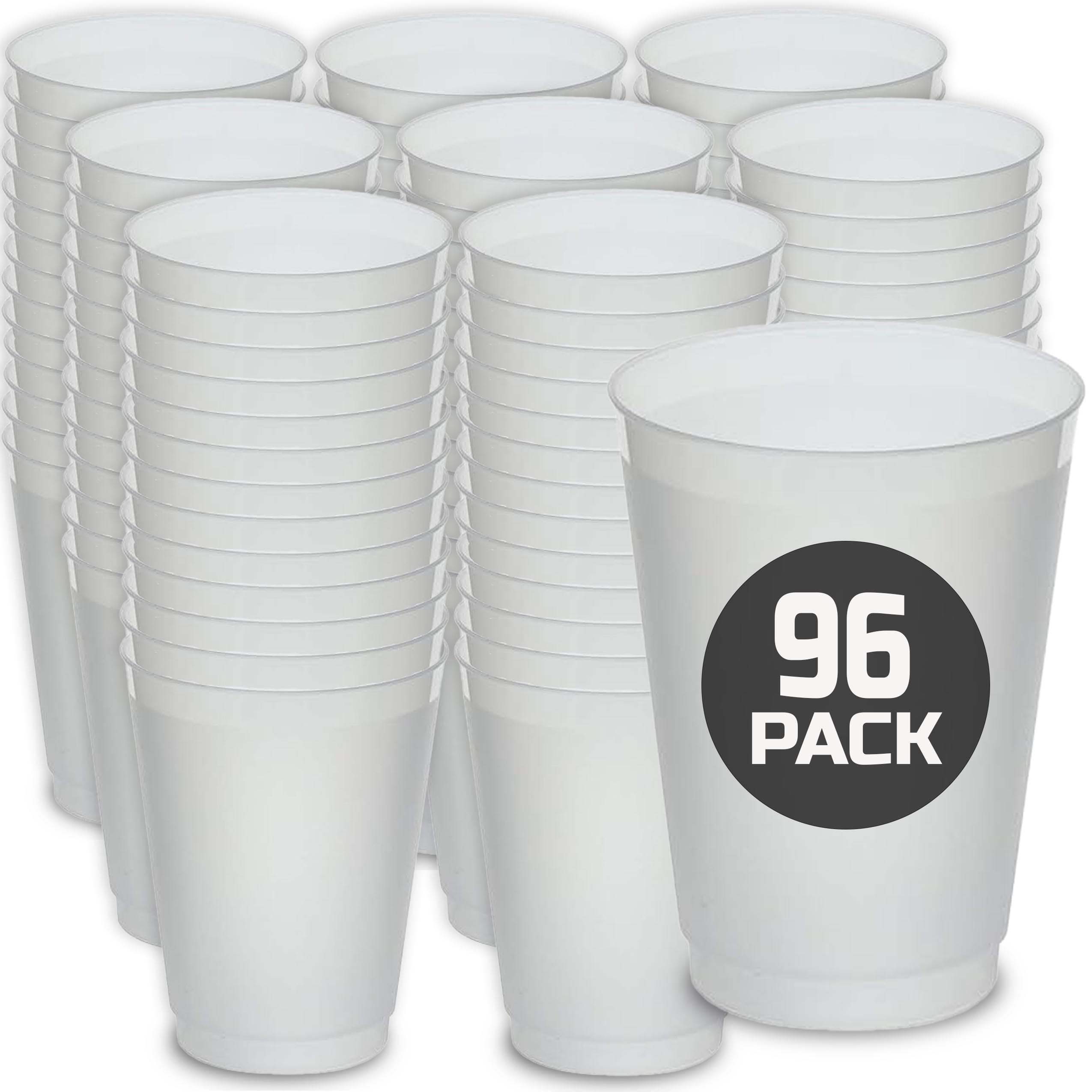Sili Wraps Frost Flex Cups Reusable Plastic Party Cup 96 Pack | 16-Ounces | Made in USA