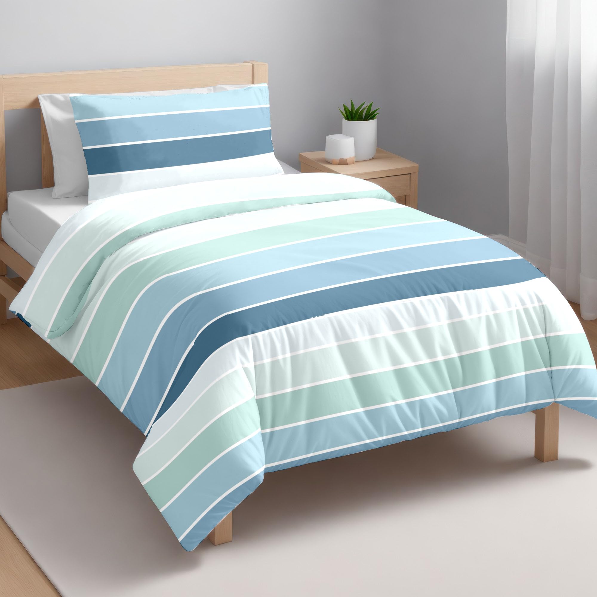 Ruggeri - Duvet Cover Set - Single - Made in Italy - 100% Pure Cotton (Stripes)