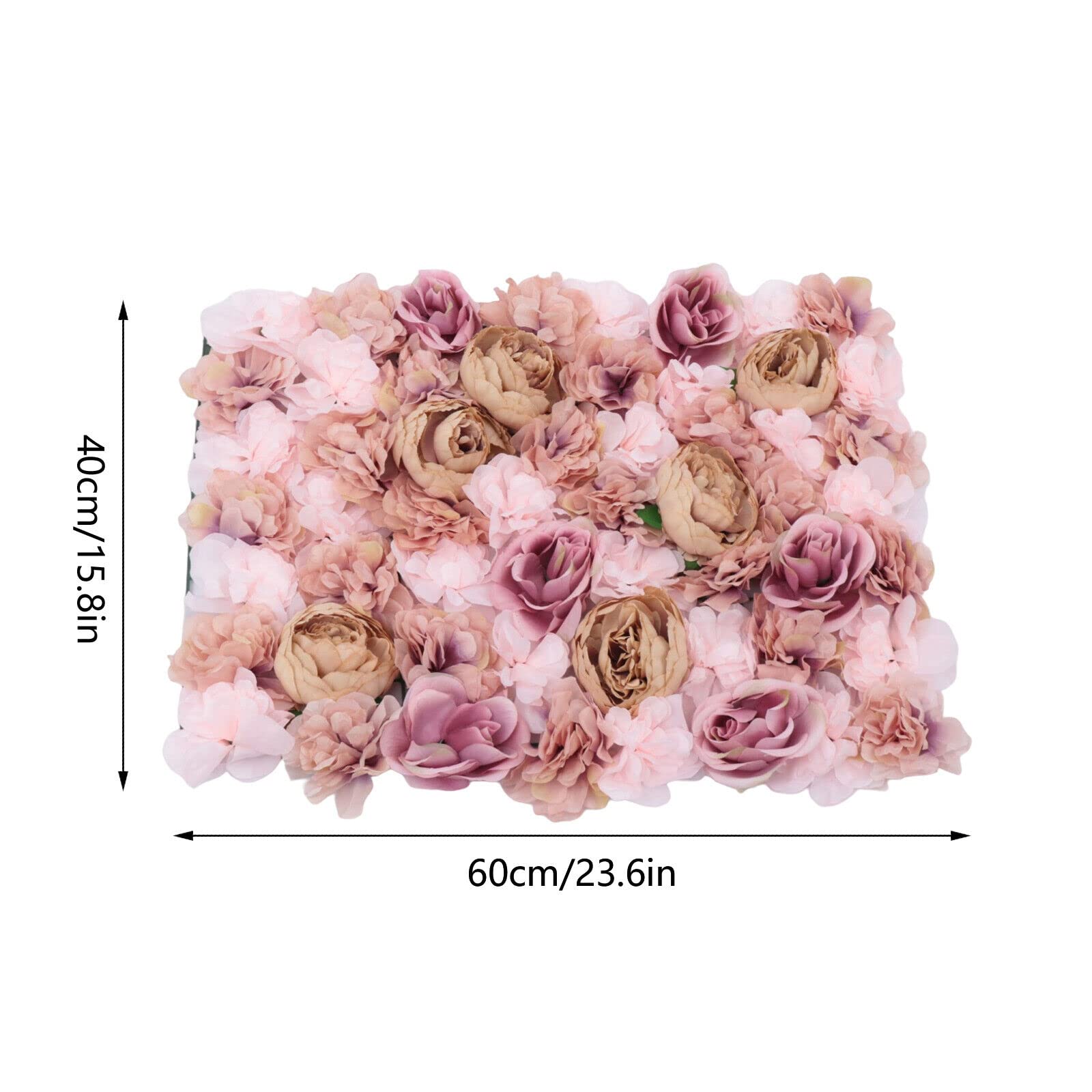 6 Stück Künstliche Blumenwand Rosenwand Panel DIY Hochzeit Hintergrund Künstliche Seidenstoff Herbstrosa Dekor Blumenwandpaneele für Hochzeit Party Tisch, 60x40 cm