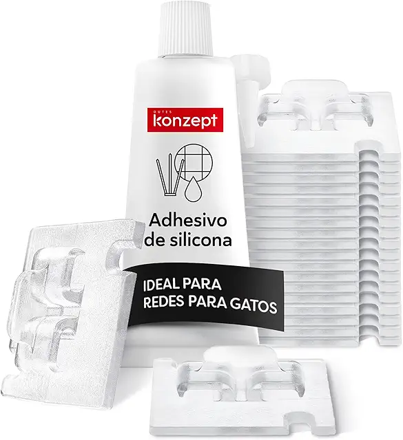 Ganchos Adhesivos Extra Fuertes para Red de Gatos en Balcón - Sin Taladrar