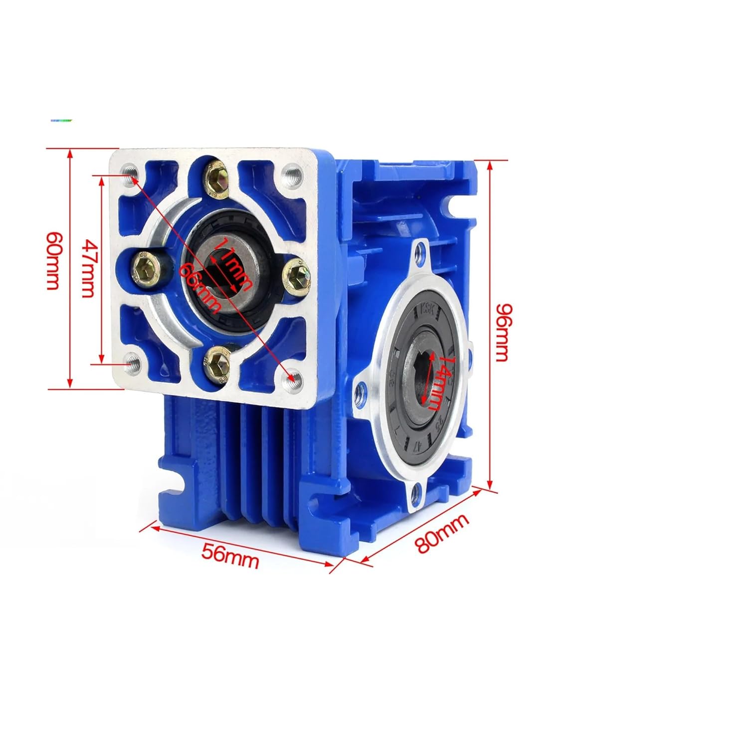 NMRV030 Worm Gear Reducer Speed Ratio 15:1 RV30 NMRV-030 Gearbox for Nema23 Stepper 14mm Shaft(Ratio 15-1)