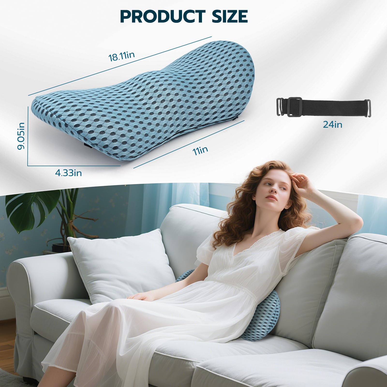 Cuscino Supporto Lombare Auto Ergonomico in Memory Foam, Cuscino Lombare Divano | Supporto Lombare per Auto & Cuscino Schiena Ufficio, Sollievo dal Mal di Schiena, Adatto a Letto/Ufficio/Divano