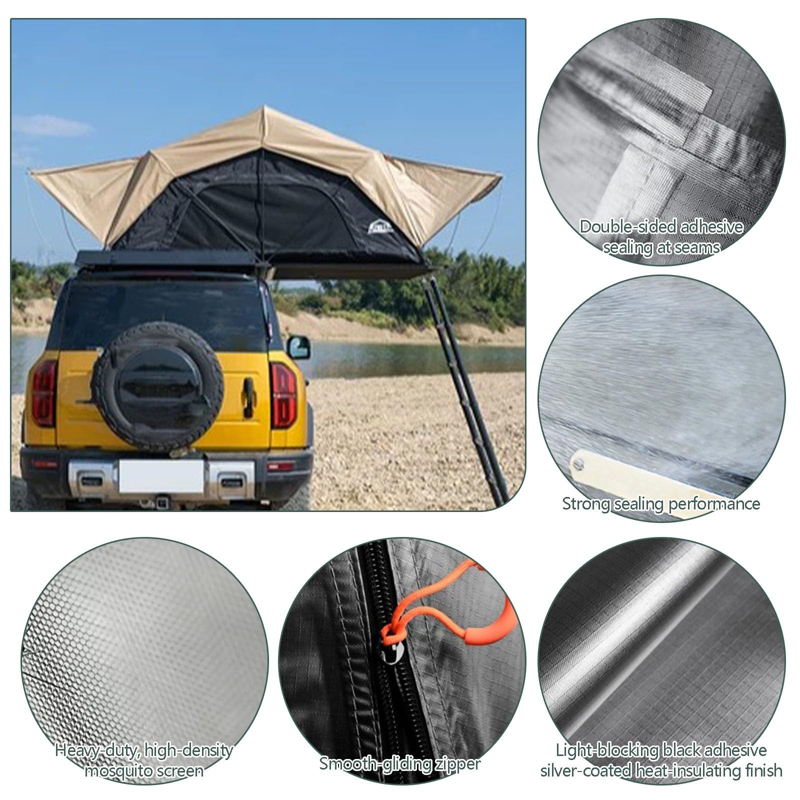 Tenda Da Tetto Impermeabile Per 2-4 Persone, Tenda Da Tetto Rigida, Montaggio Rapido, Ventilazione A 360°, Per Campeggio In SUV, Camion E Overlanding(Black,S)
