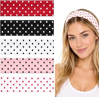 5Pcs Hair Bands Women 6cm Headband Women Hair Band with Dots | Stylish Headbands Sports Non-Slip Hair Band Sweatband Pan Hair Band Hair Accessories Women for Yoga Fitness Makeup