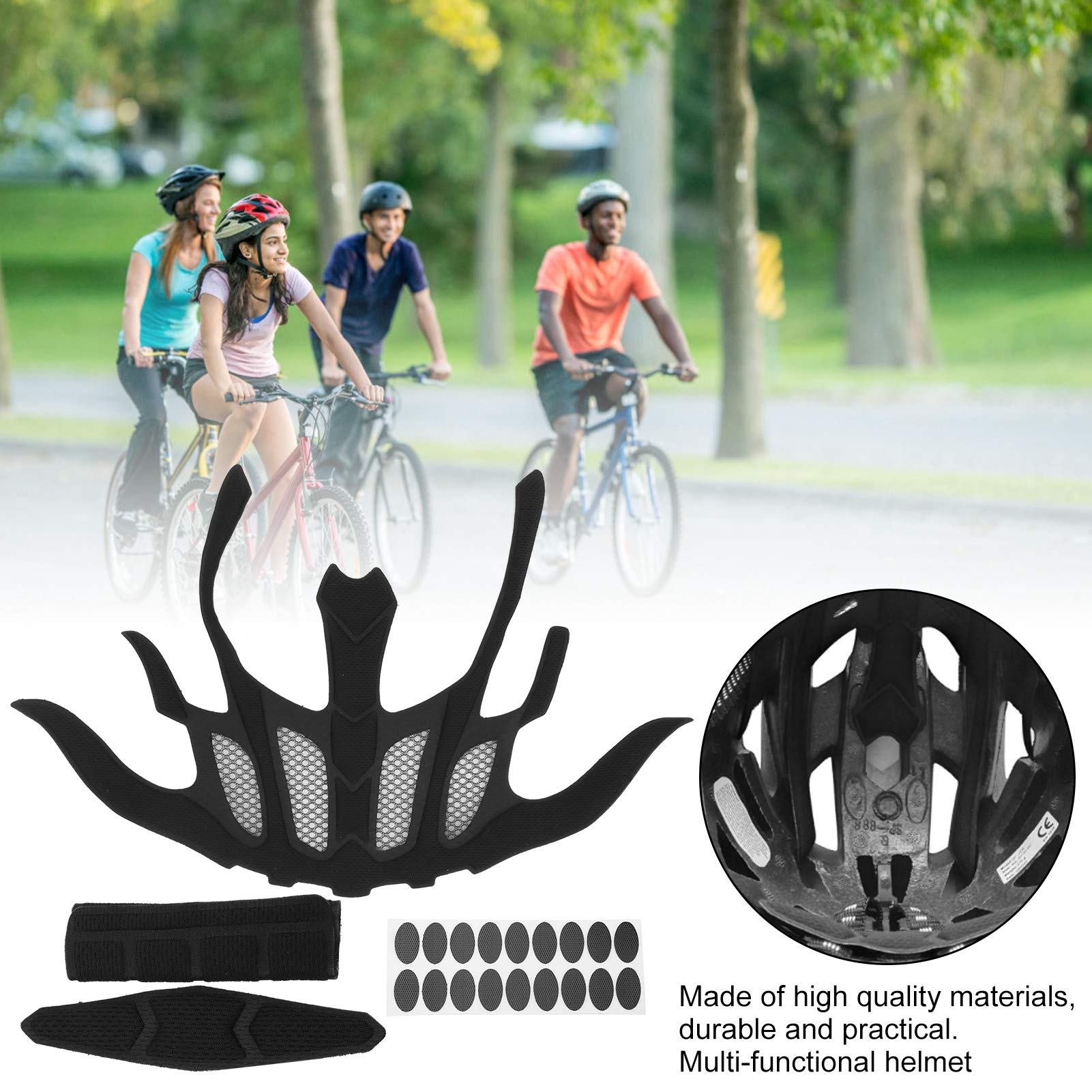 Bike Helmet Pads, 2 Sets Multi Functional Helmet Foam Lining with Net