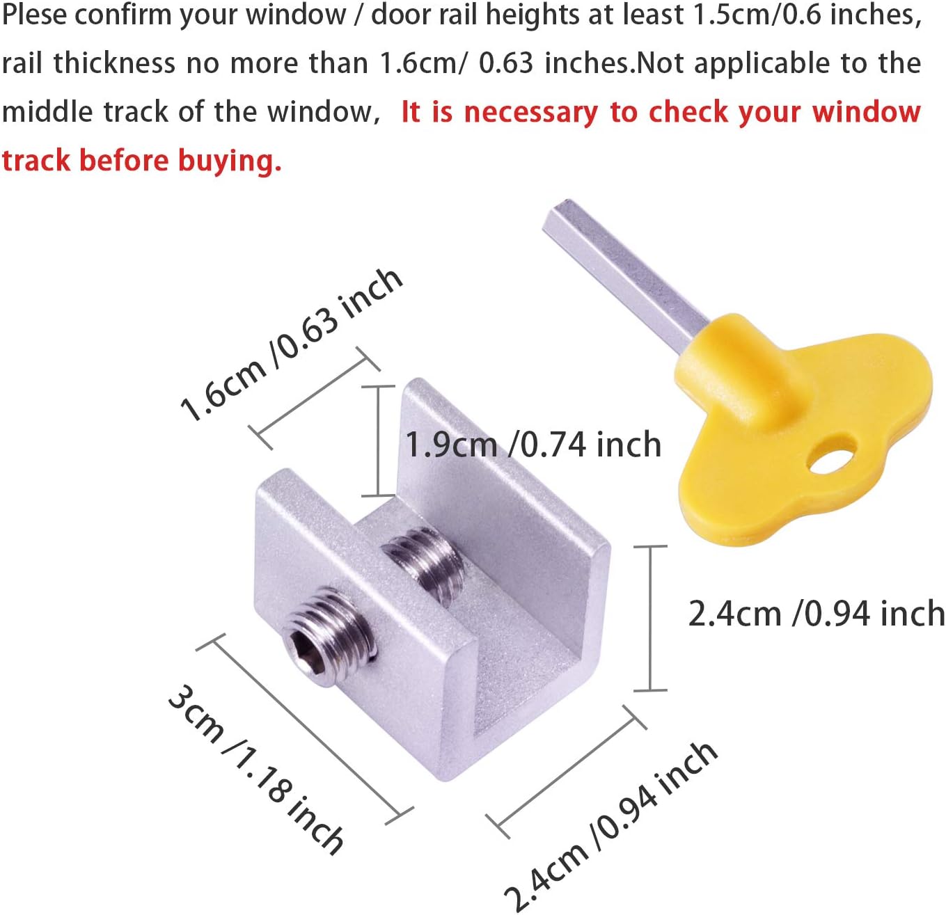 Favide 8 Pack Adjustable Sliding Window Locks Aluminum Alloy Window Security Locks with Key for Home