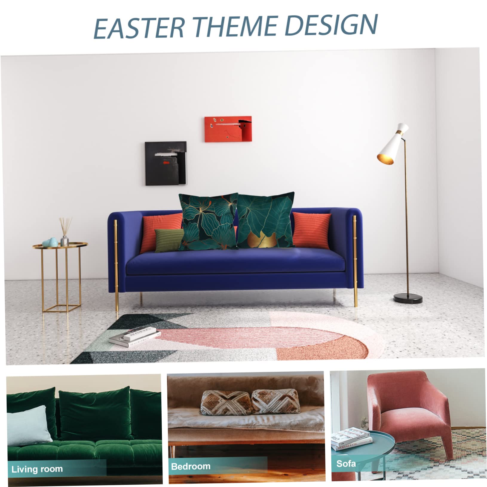 Cabilock Federe Cuscini Decorativi Foglia Verde in Lino 4 Pezzi | Divano e Auto, Coperture Comode, Stile Casual Chic, Formato Coordinato per Interni Salotto