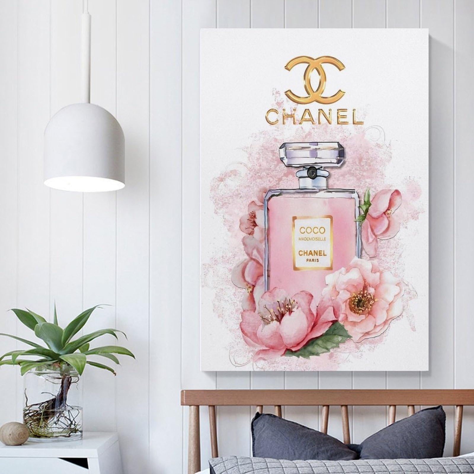 Coco Chanel Decorative Pink Flowers Perfume Art Poster (2) Poster