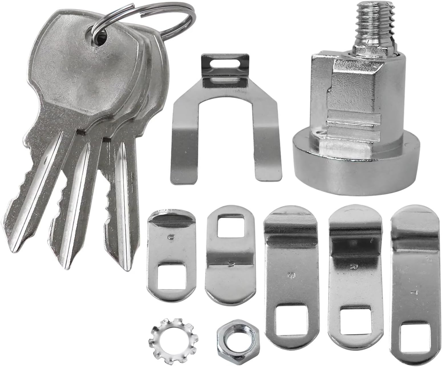 - New Nickel Mailbox Lock Set (1 Lock Cylinder, 3 Keyed Alike, 5 Shaped Locking Tabs and 1 Nut) Compatible with L-1172C Lock, for Replacing C9100 Mailbox Key Locks
