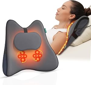 Snailax Shiatsu Back Massager with Heat, Gifts for Women Men, Lower Back Neck Massager, Electric Massage Pillow for Neck and Back, Shoulder Deep Kneading, Gifts for Mom Dad, Home Office Use