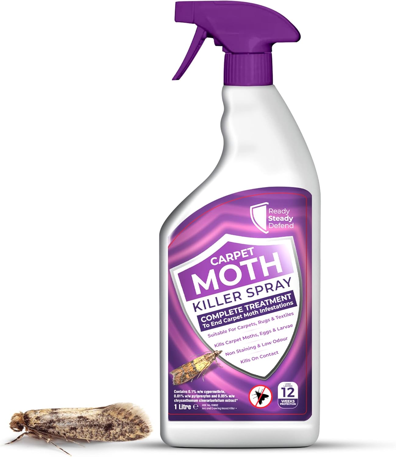 READY STEADY DEFEND Carpet Moth Killer Spray For Use On Carpets, Rugs