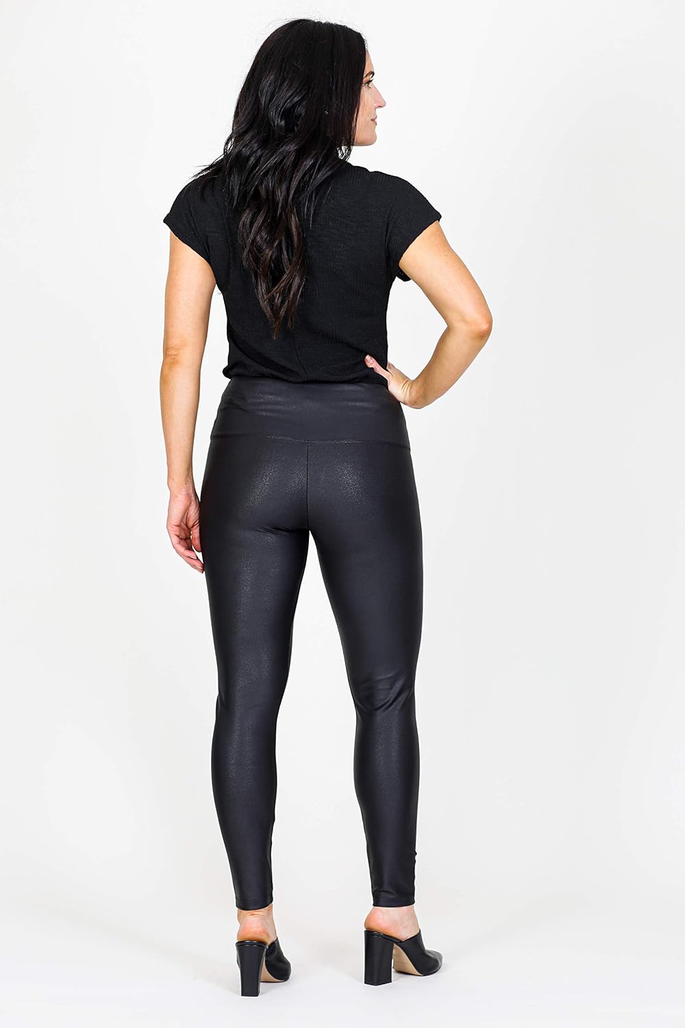 INTRO. Tummy Control High Waist Pull-On Nylon Spandex Faux Leather Legging