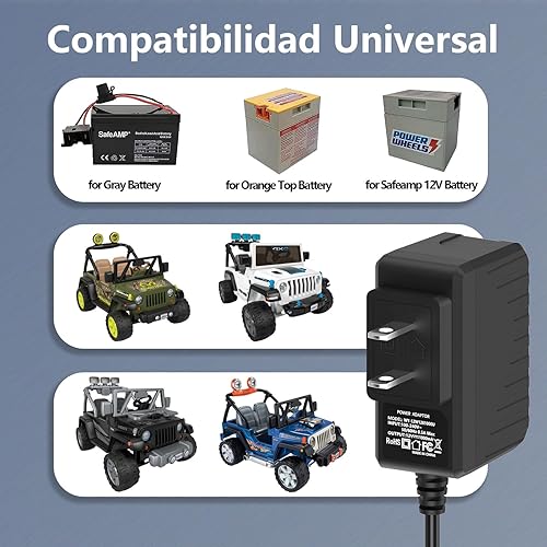 Miniatura 3 de Cargador de batería de 12 V Power Wheels compatible con juguetes de paseo Adaptador de 12 voltios para niños, automóvil Fisher-Price y Barbie Power