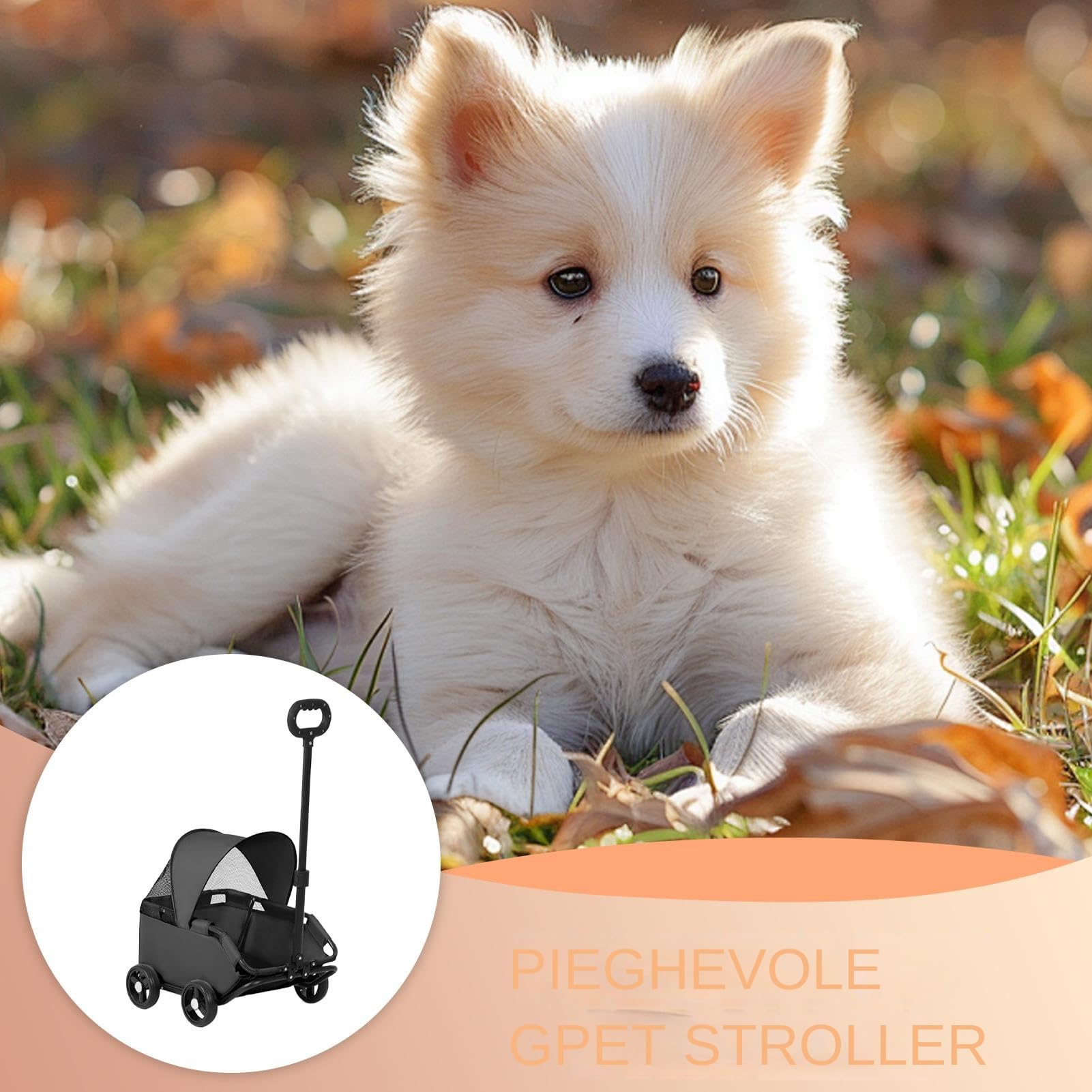 Kinderwagen für Haustiere | Haustier-Kinderwagen | Transportwagen | Klein, zusammenklappbar, 7 kg | Leichtgewicht für den Transport von Hunden, Katzen