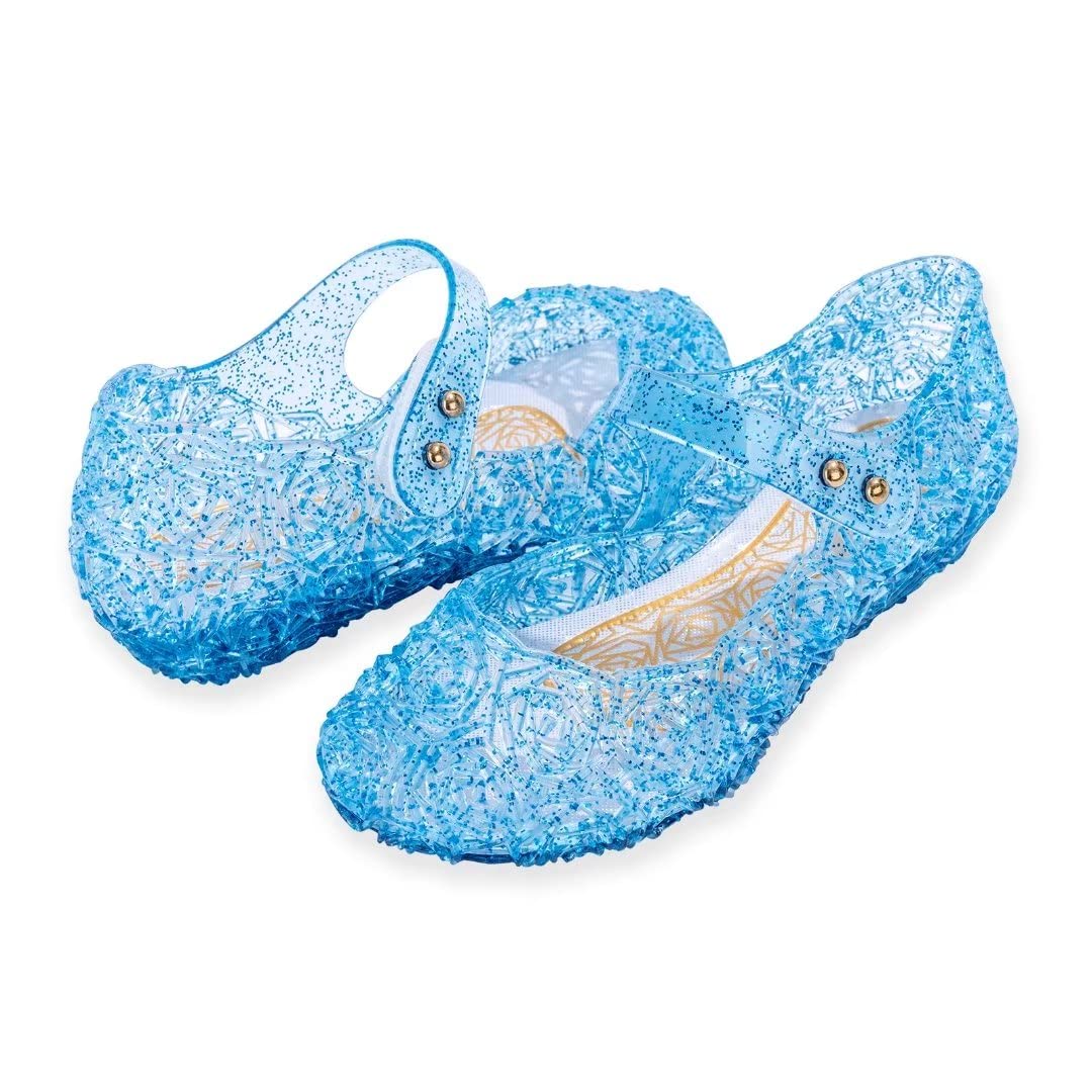 FUNCOO PLUSGirls Jelly Shoes Mary Jane Dance Party Shoes Toddler Girls Frozen Elsa Princess Dress Up Flats Snow Queens Casplay Glitter Sandals