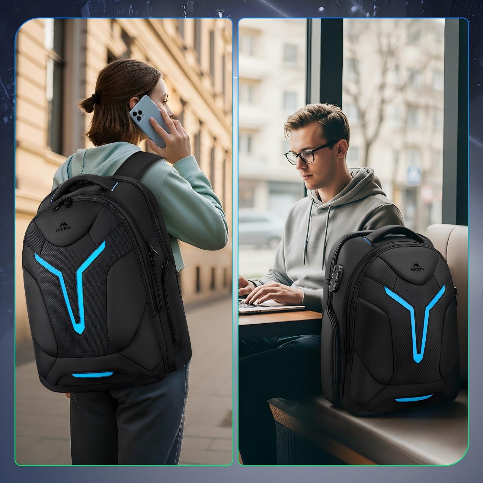 MATEIN Laptop Rucksack Herren 18 Zoll, Gaming Laptop Rucksack Regenhülle