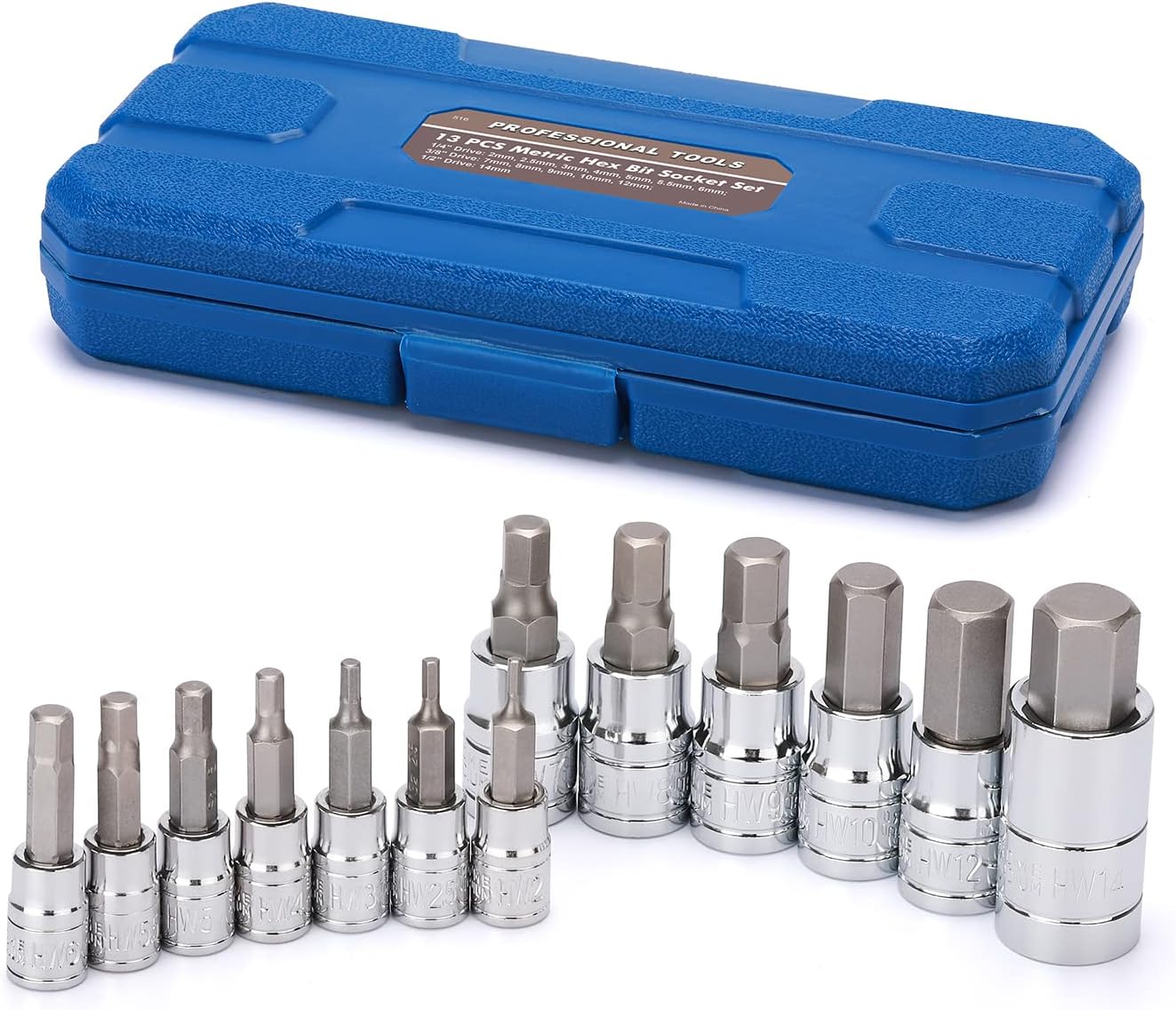 EMENTOL 25PCS Torx Bit Socket Set-Torx and External Socket Set & 13PCS Hex Bit Socket Set, 1/4", 3/8" and 1/2" Drive, CR-V, S2 Steel, 13 Star Socket Bits and 12 Female E-Torx Sockets, Allen Bit Socket
