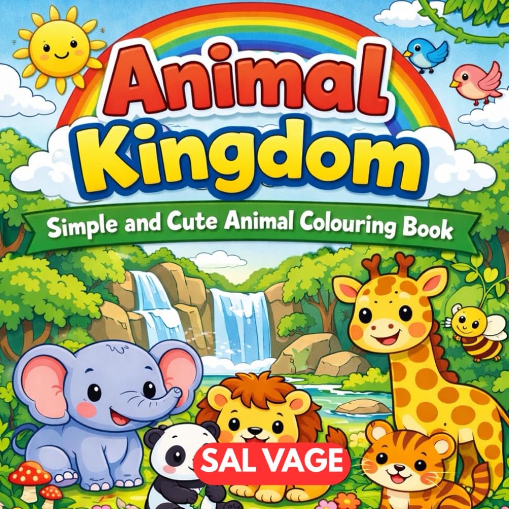 Animal Kingdom: Simple and cute animal colouring book