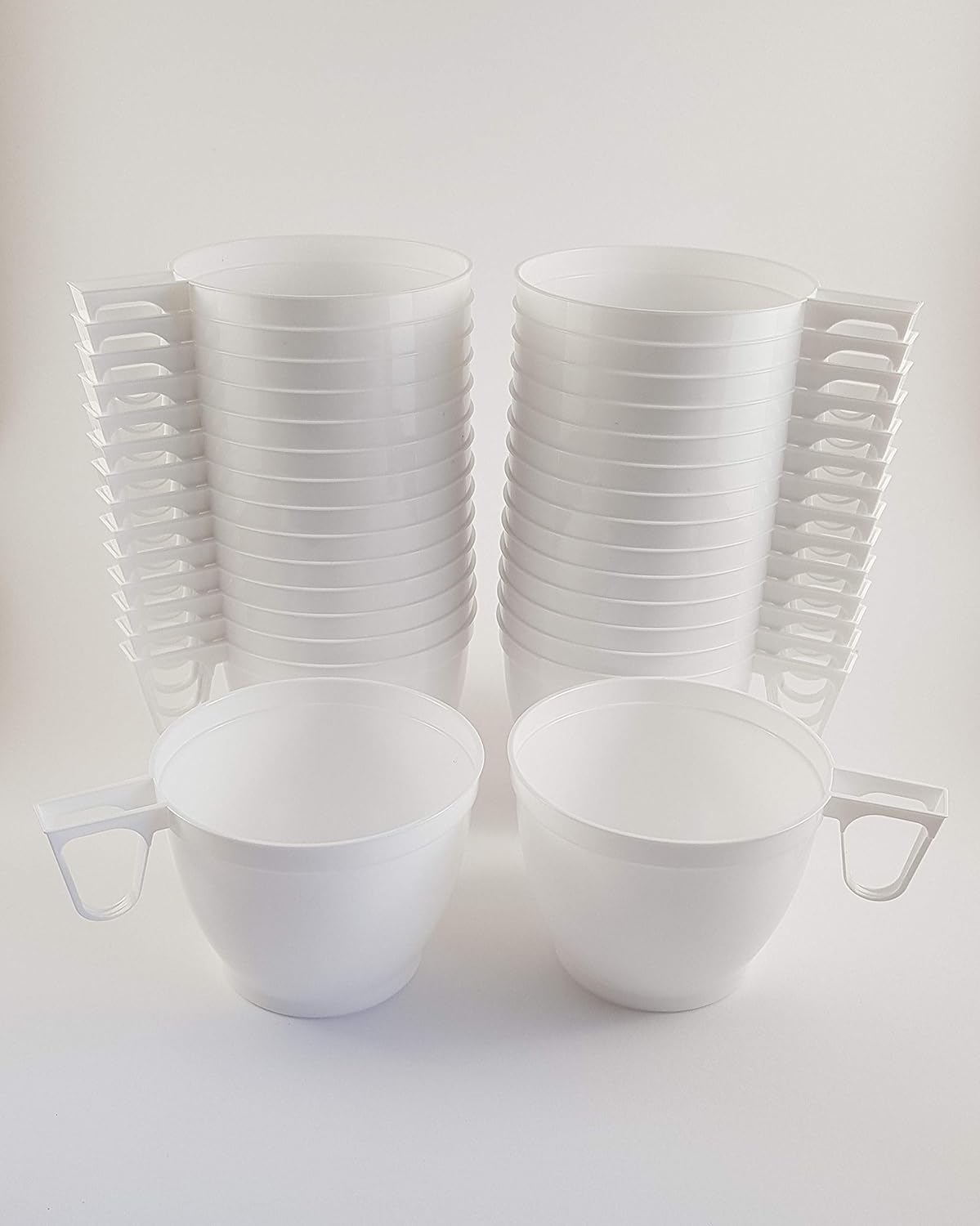 Set of 30 Plastic Disposable White Coffee/Tea Mugs Cups