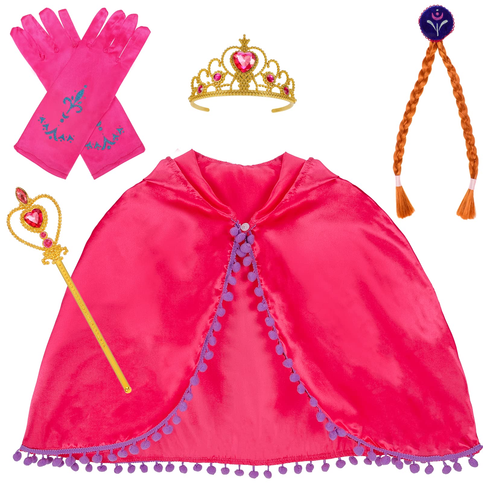 Hifot Princess Anna Dress Up Cape And Accessories Set Wig