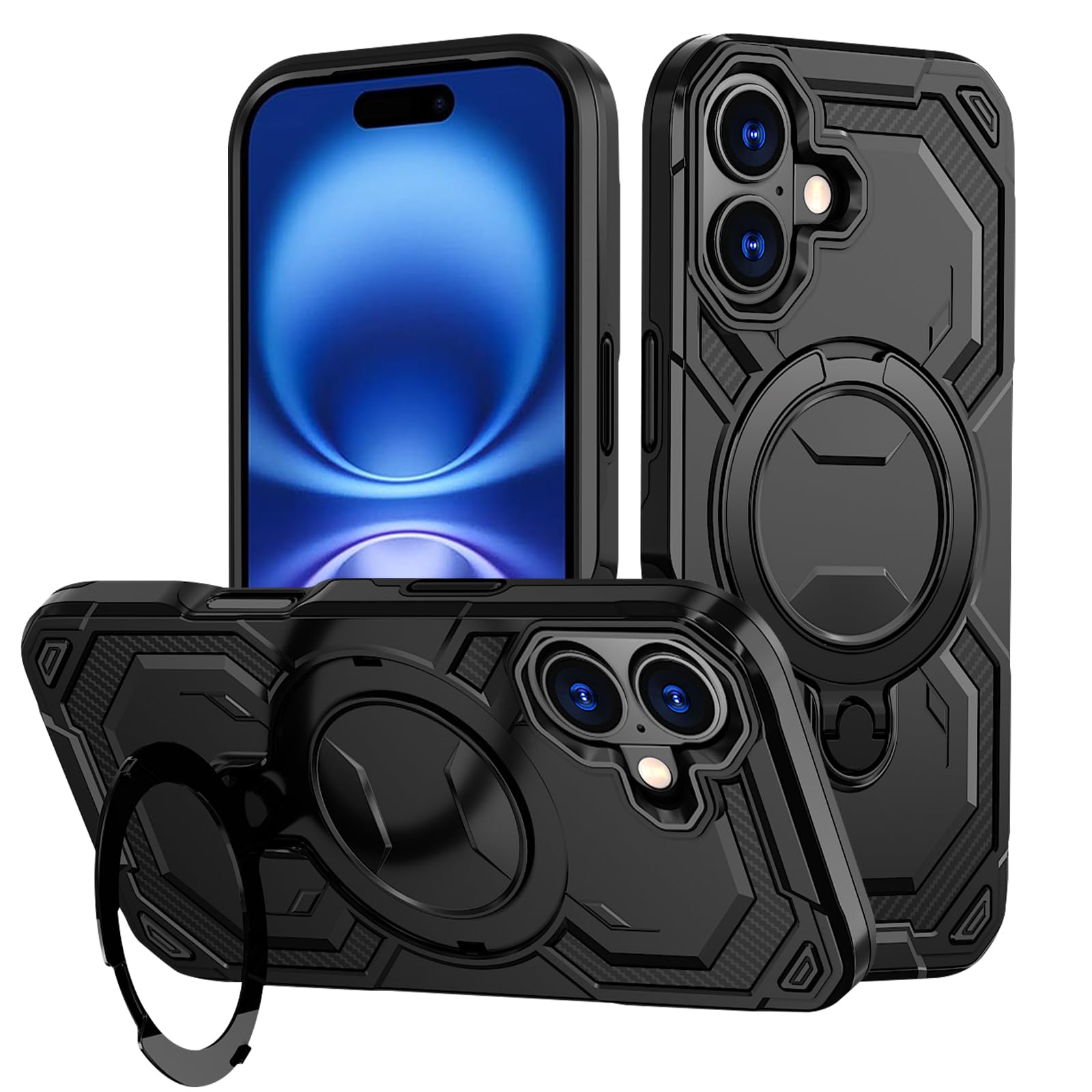 Vanki Hülle für iPhone 17 Kompatibel mit MagSafe Militärschutz Stoßfest iPhone 17 Handyhülle Case mit Magnetischer Ständer Unsichtbarer Standring Kratzfeste Schutzhülle für iPhone 17 (Schwarz)