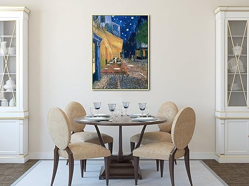 Miniatura 4 de Wieco Art Lienzo enmarcado Giclée, impresiones de lienzo de terraza de café, por la noche, arte de pared por Van Gogh, pinturas abstractas