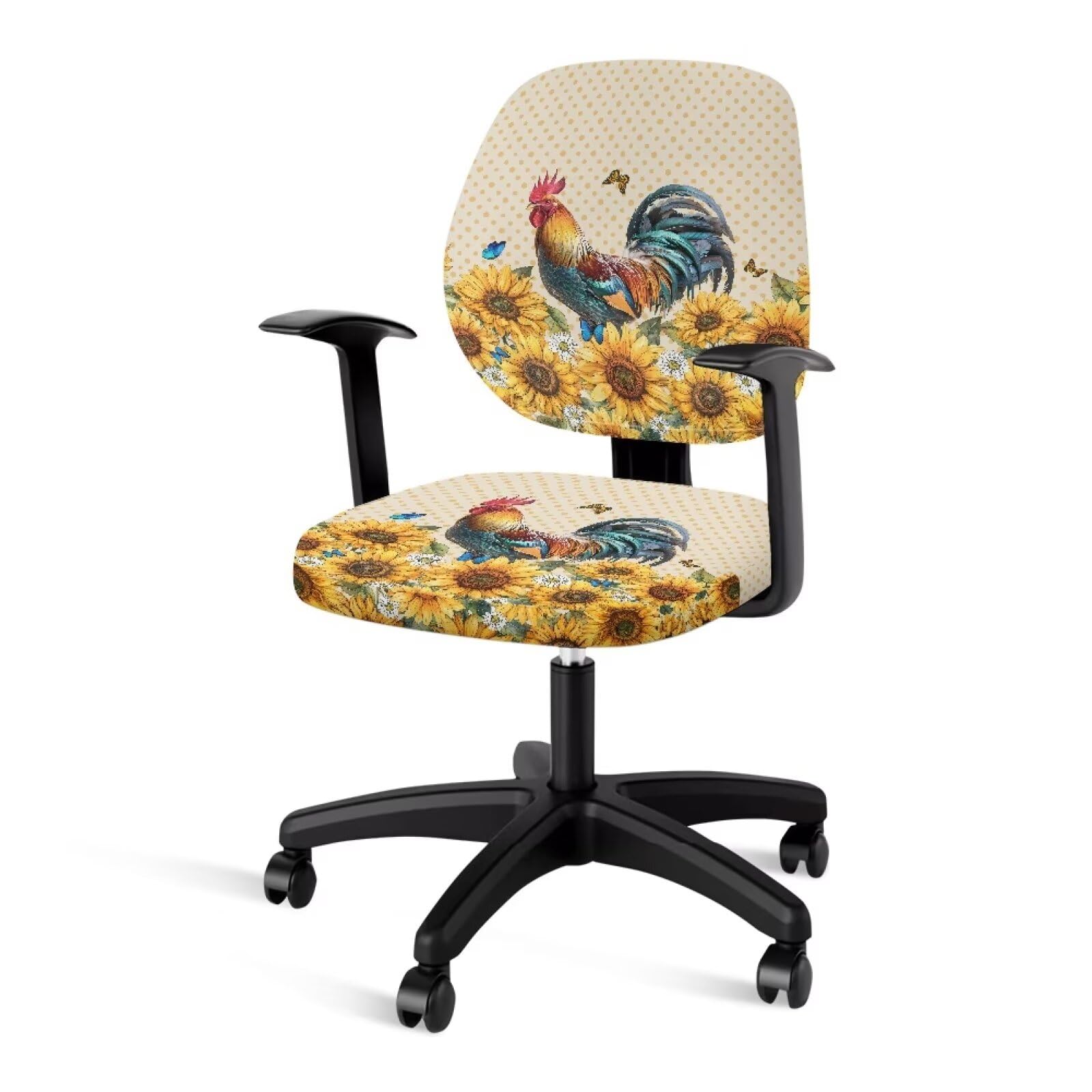 Talayituse Rooster Chicken Print Office Chair Cover Stretchable Computer Chair Seat Cover Backrest Slipcovers, Sunflower Daisy Stretchable Rotating