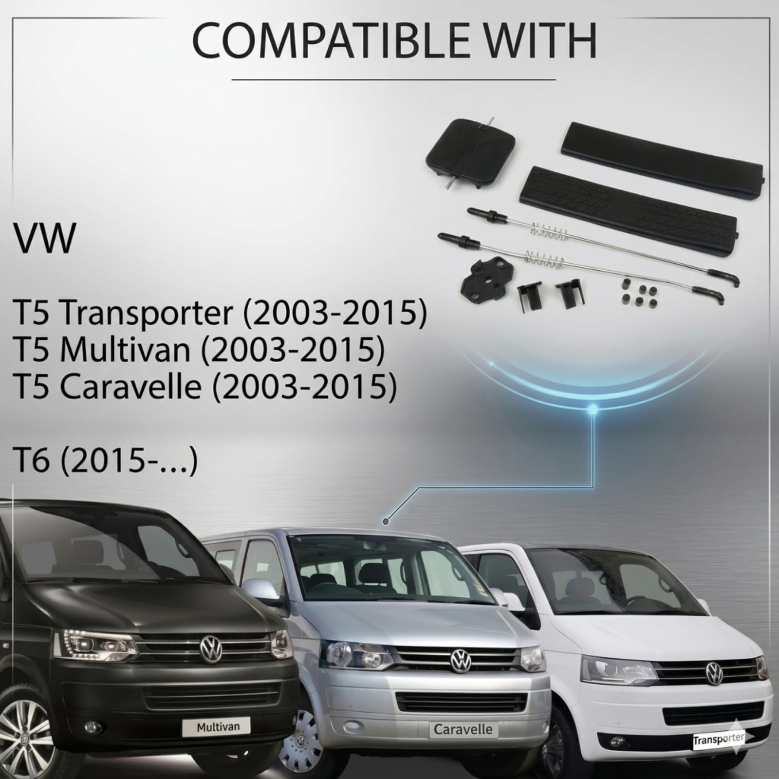Twowinds - Maniglia Finestrino Scorrevole 7H0847781B Compatibile con VW T5 Transporter Caravelle Multivan (2003-2015) T6 (dal 2015) - Lato Posteriore Sinistro e Destro - Manovella finestrino (2 set)