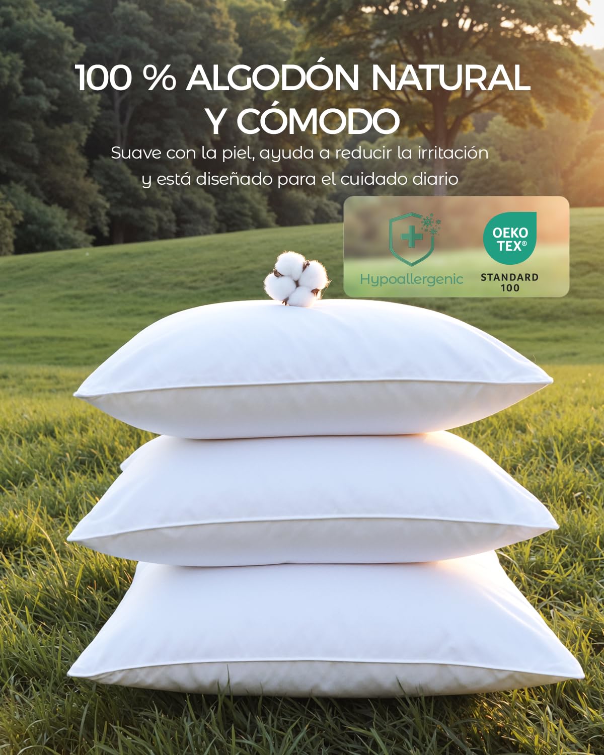 FAUNNA Fundas para Almohada 50 x 70 cm, Pack de 4, Blancas, 100% algodón, antiácaros y antiolor, con Cremallera, Lavables a máquina, para Almohadas de Cama