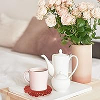 Vista 7 de Whaline Juego de 4 posavasos de macramé bohemios, hechos a mano, rojo, rosa, blanco, para bebidas, tapete bohemio con borla para tipos de tazas