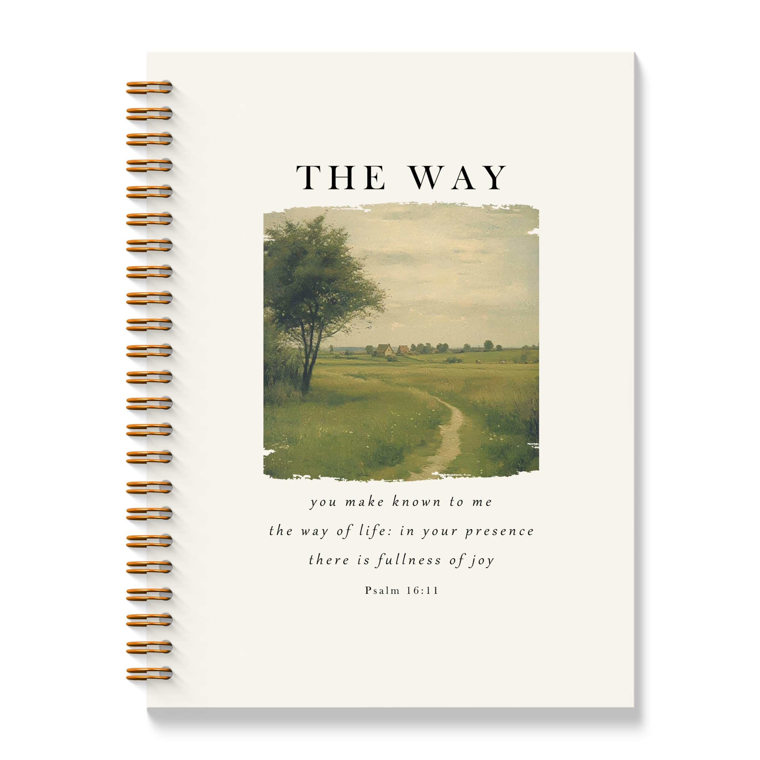 BAYOGITA Rustic Christian Spiral Notebooks, Psalm 16:11 Bible Journaling Notebook, Religious Prayer Journal for Woman, Church Notes Notebook,