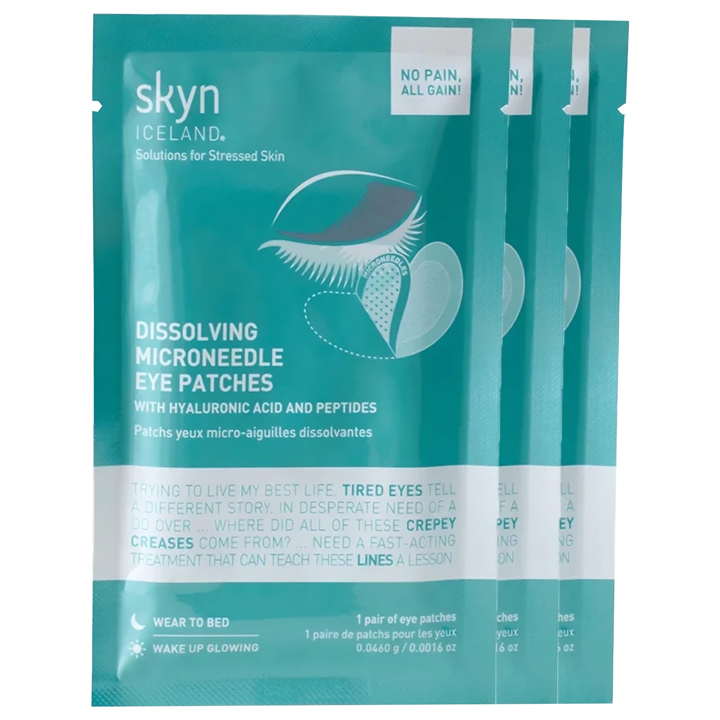 skyn ICELAND Dissolving Microneedle Eye Patches with Hyaluronic Acid & Peptides: to Hydrate, Firm and Smooth Fine Lines, 3 Pairs