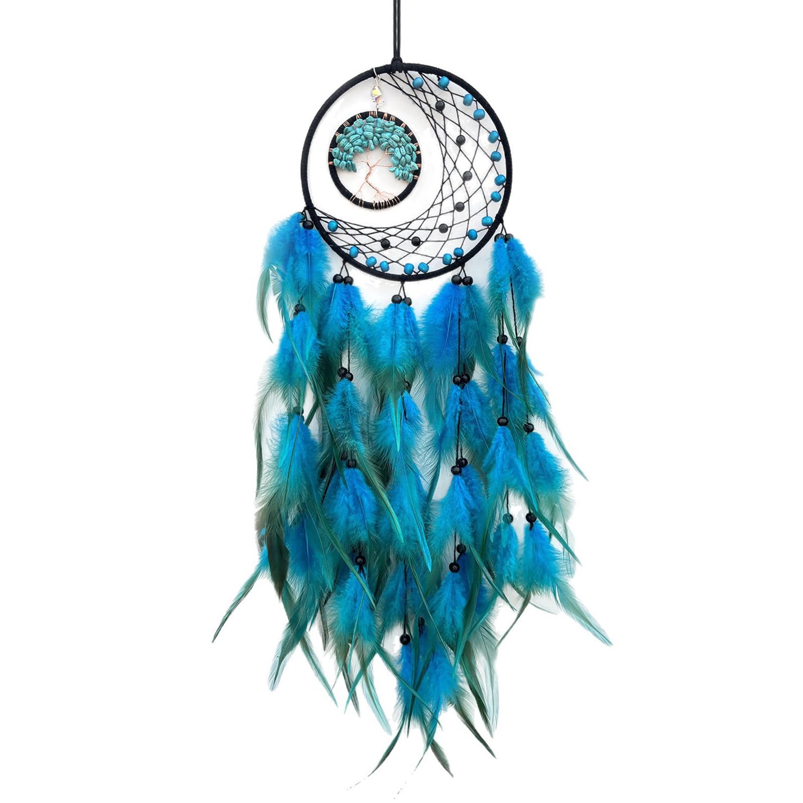 Acchiappasogni Piume Decorative, Blu Dream Catcher, Acchiappasogni con Piuma Appendere Decorazione per Casa Camera Parete Appeso Ornamento Artigianato Regalo Festa