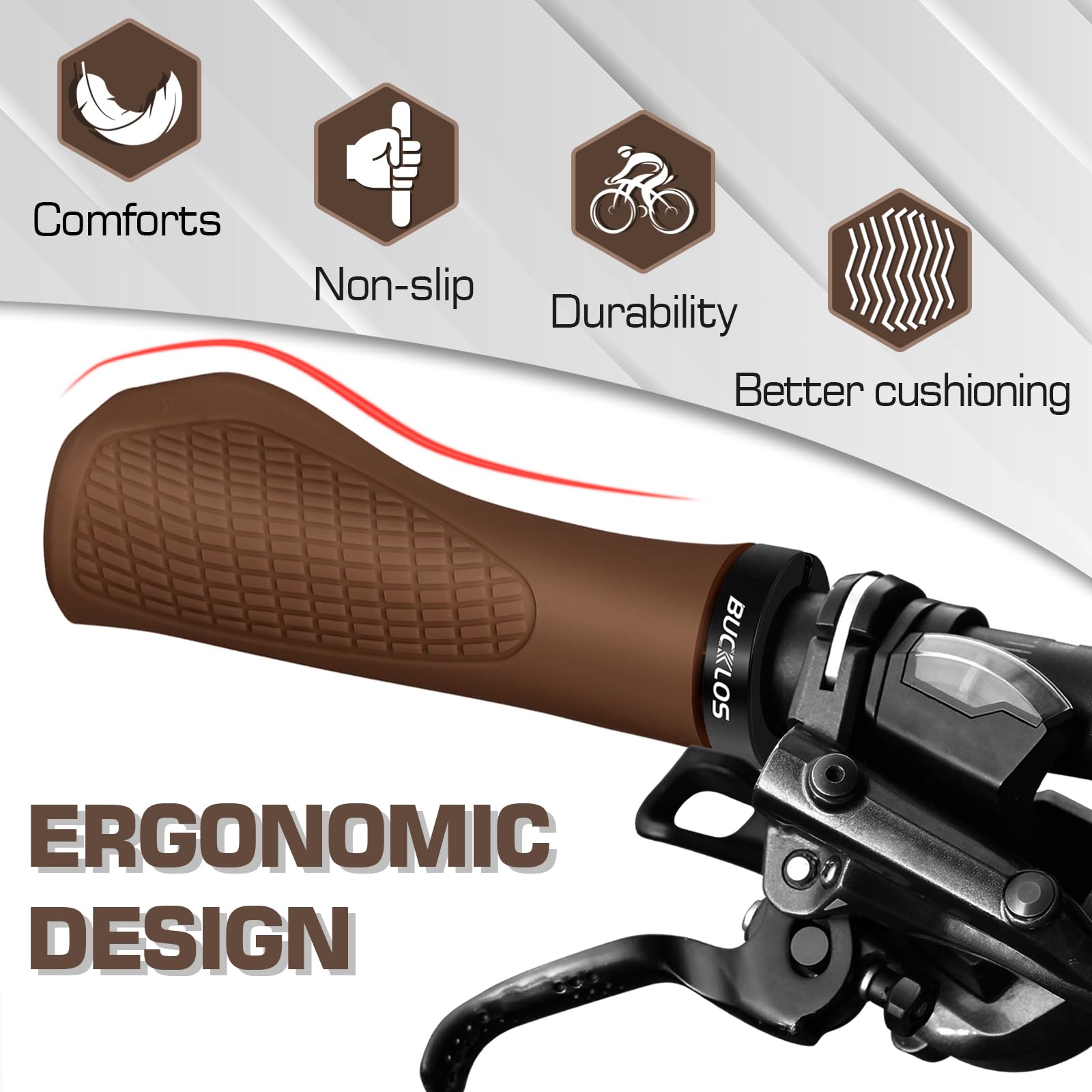 Poignées De Guidon Vélo BULLSPANN Dorées - Ergonomiques Antidérapantes Avec Outil, Double Verrouillage Pour VTT Et Vélo Électrique