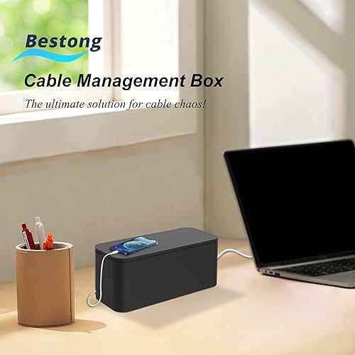 Miniatura 3 de Caja oculta de regleta de alimentación  Caja de almacenamiento de cables para cable de extensión, regletas de alimentación y protector de