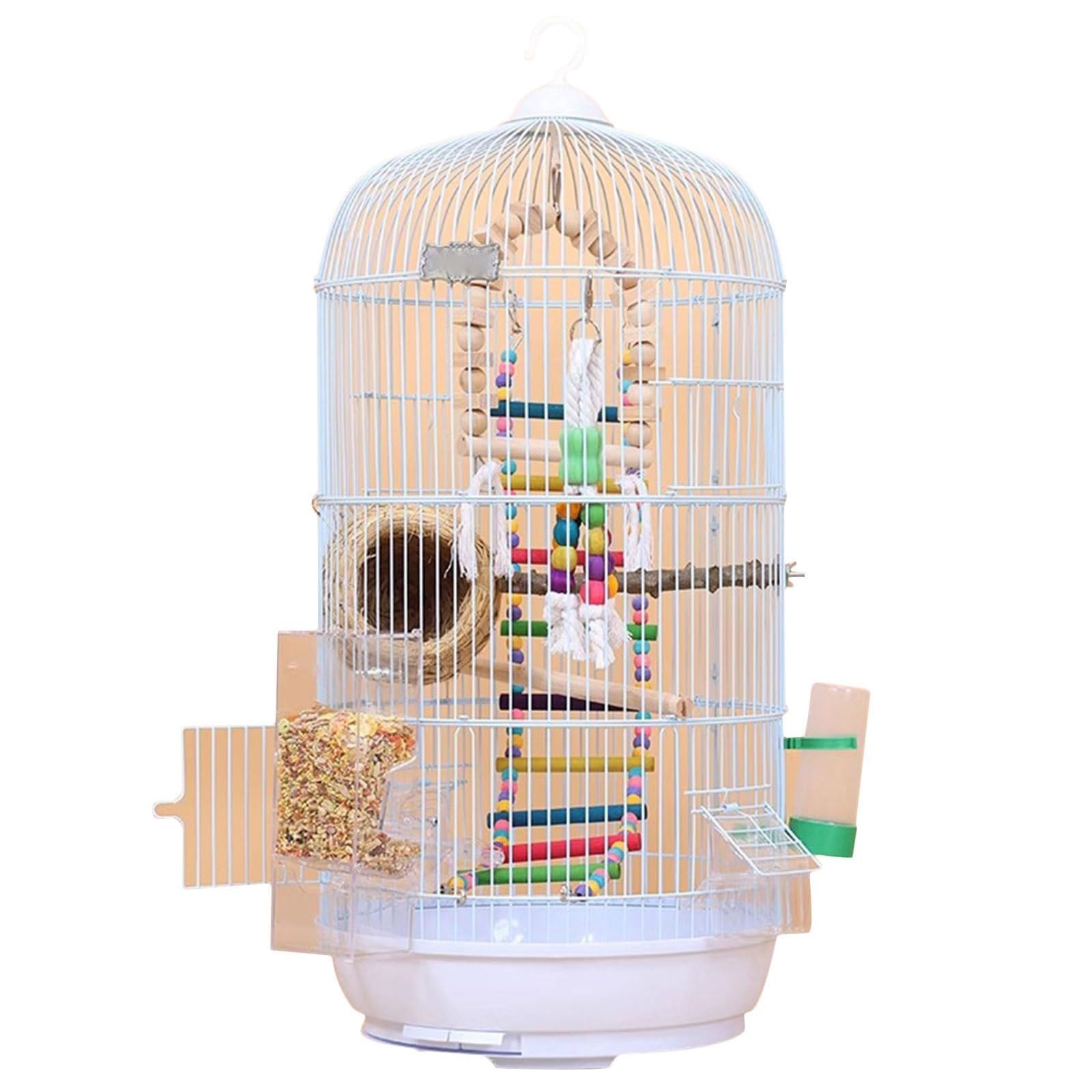 Large Bird Cage Round Metal Flight Cage Jaulas Para Pájaros for Parrot Lovebirds Finches Parakeets Budgie Parrotlet Finch(Blu)
