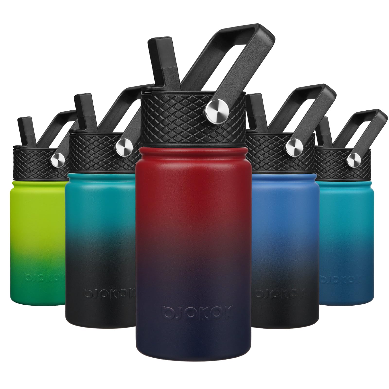 BJPKPK Insulated Water Bottle with Straw Lid, 15oz Cute Water Bottles, Stainless Steel Metal Thermos, Reusable BPA Free Leak Proof Tumblers, Cups,Charming Red