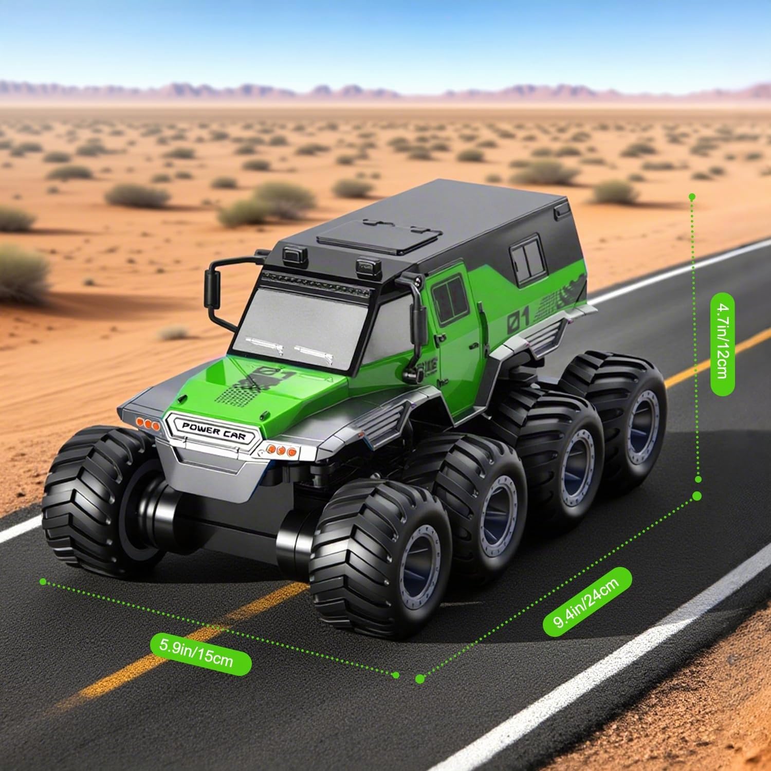 PAISHENKEJI Coche teledirigido Impermeable Coche de Juguete - Coches RC Anfibios 8WD Camión Todoterreno teledirigido Coches Drift Crawler de 2,4 GHz para niños, Regalo de cumpleaños o Navidad