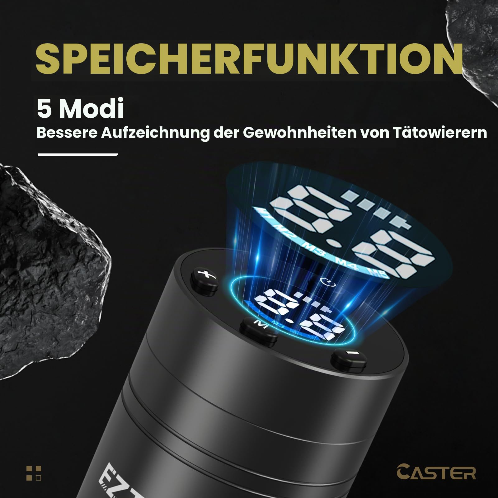 Maschine - Drahtlose Rotations Pistole mit 1500mAh Akku Stromversorgung für Anfänger und Künstler (Caster Goldene)