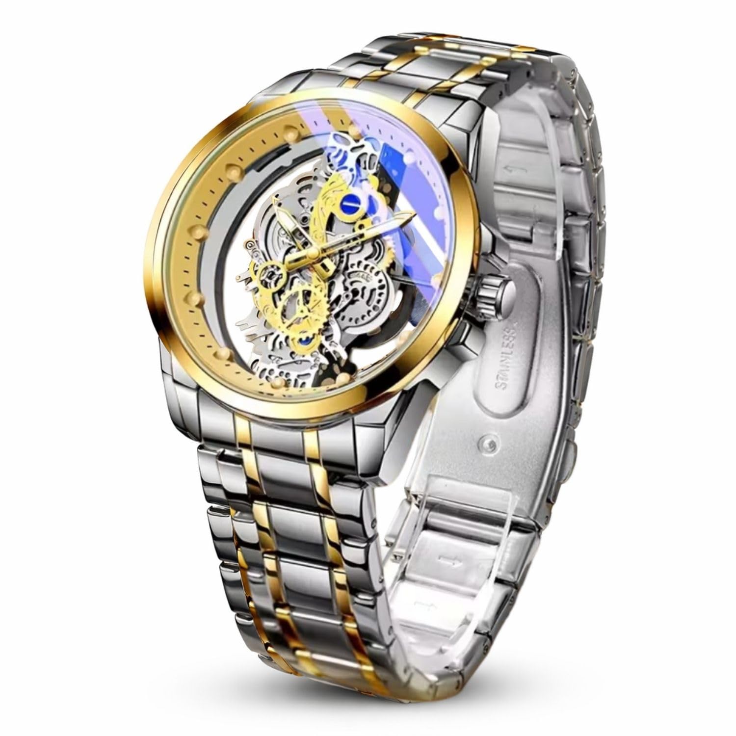 Vondex Automatic Skeleton Analog Stainless Steel Watch for Men-image-29