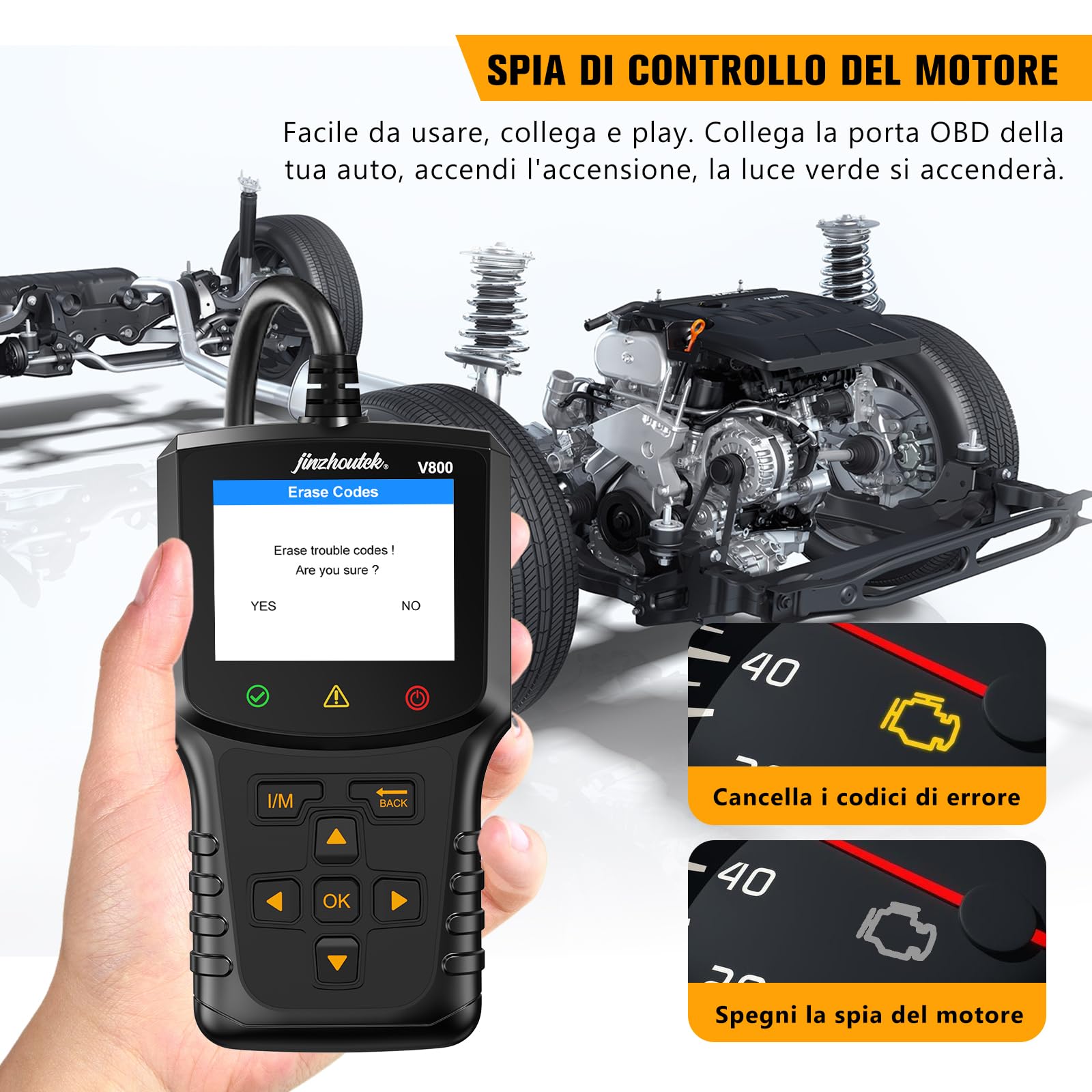 OBD2 Auto Diagnosi OBD Scanner: Diagnostico OBD2 Italiano per Multimarca - Lettore Errore Motore Auto con Funzioni OBD2 - Professionale Diagnostica Compatibile con BMW Ford VW Audi Tutte Veicoli OBDII