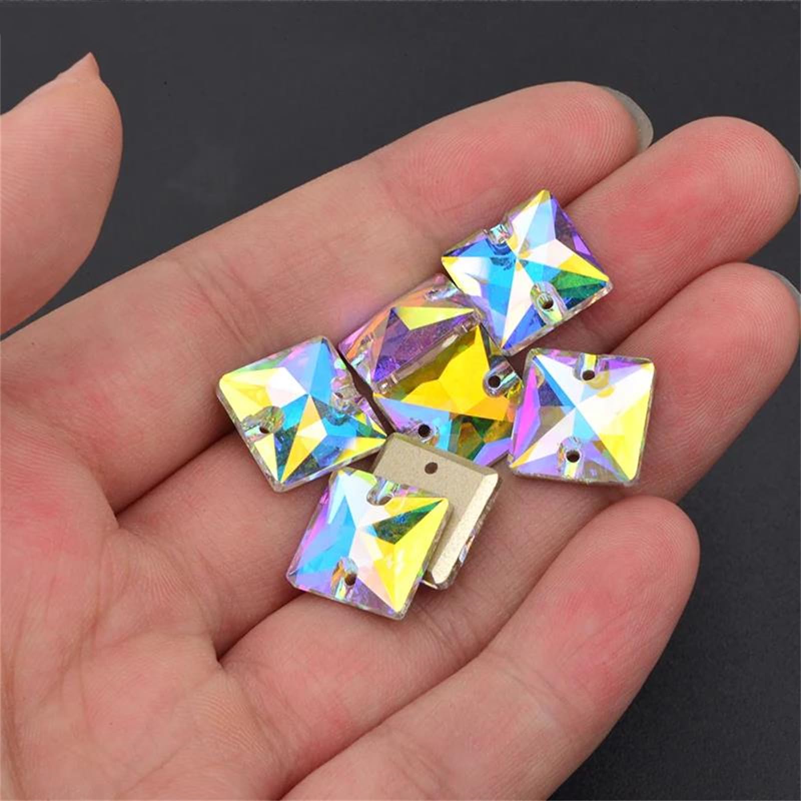 Vogrtcc Strass carrés à coudre en verre Ab Color pour la fabrication de bijoux et la décoration de vêtements