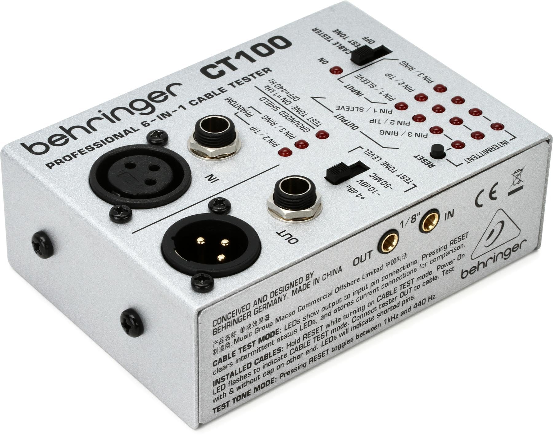 Behringer CABLE TESTER CT100 Professional 6-in-1 Cable Tester