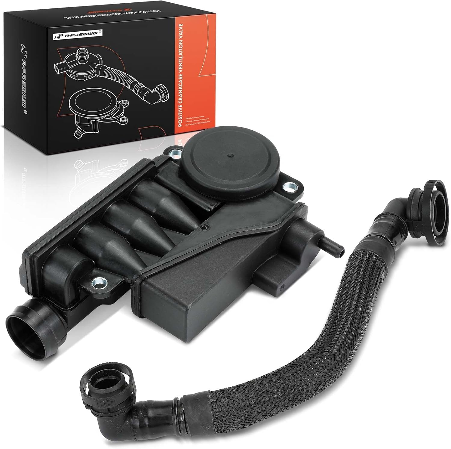A-Premium Engine Crankcase Vent Valve Oil Separator Breather Hose Kit Compatible with Volkswagen 2002-2010 & Audi A8 2002-2010, A6 2004-2011, Q7 2006-2015, A5 2007-2017