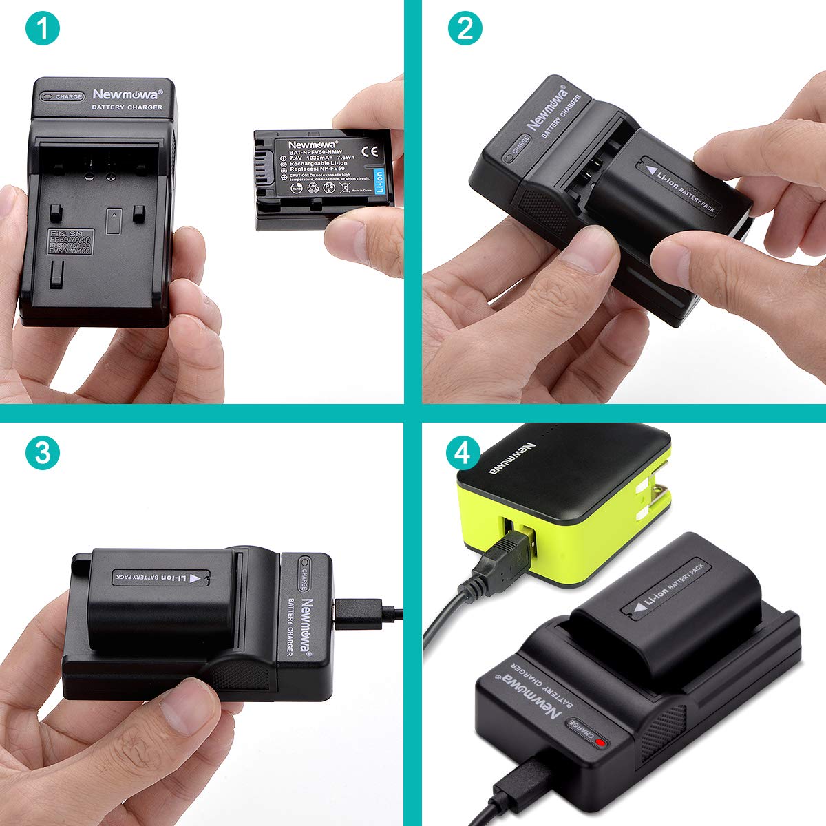 Powerpakket Deluxe: NP-FV50 Duo Oplader 5000mAh Powerbank Voor 2 Sony Accus Np Fv50 Np Fv70