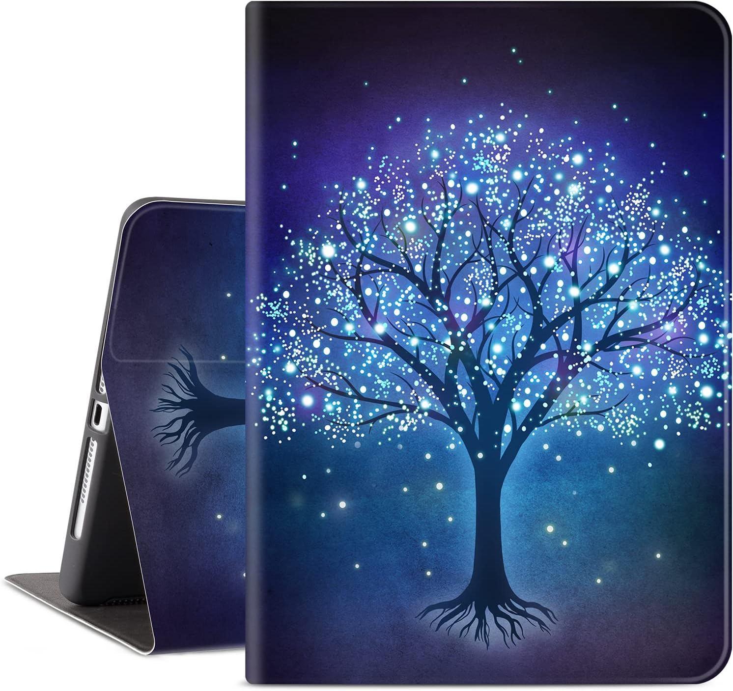 Case for iPad 6th/5th Generation, iPad Air/Air 2 Case 9.7 Inch Auto Wake/Sleep Multi-Angle Viewing Adjustable Stand, Blue Star Tree
