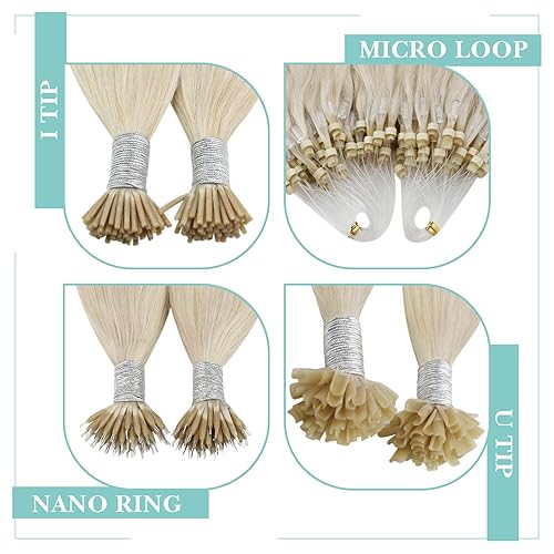 Miniatura 6 de YoungSee U Tips - Extensiones de cabello humano real, rubio con punta en U, extensiones de cabello real rubio platino, extensiones de cabello humano